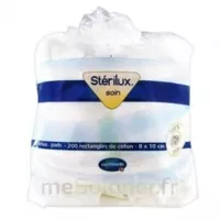 Sterilux Pads Rectangle Coton Hygiène Corporelle 8x10cm B/200 à SAINT-PRIEST